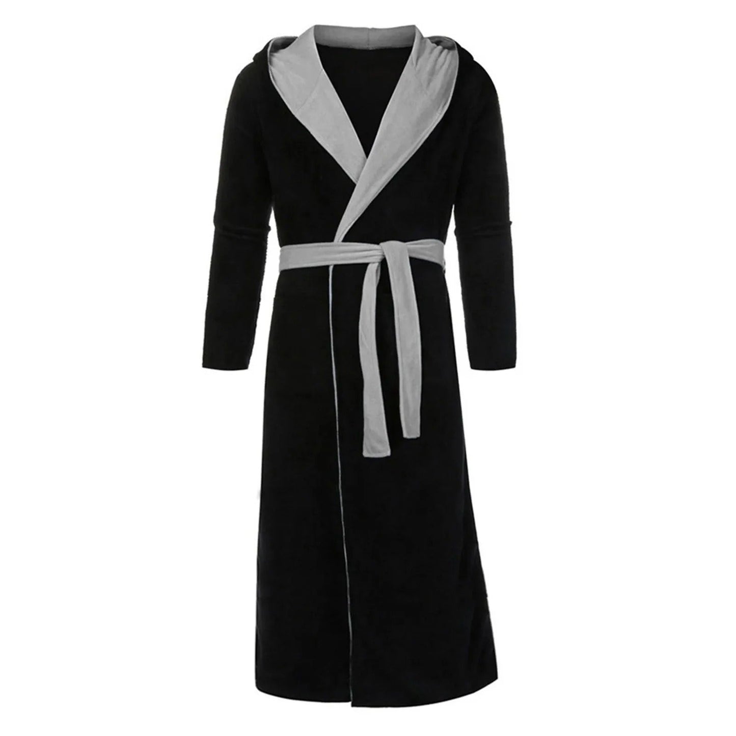 Black Hooded Men's Dressing Gown