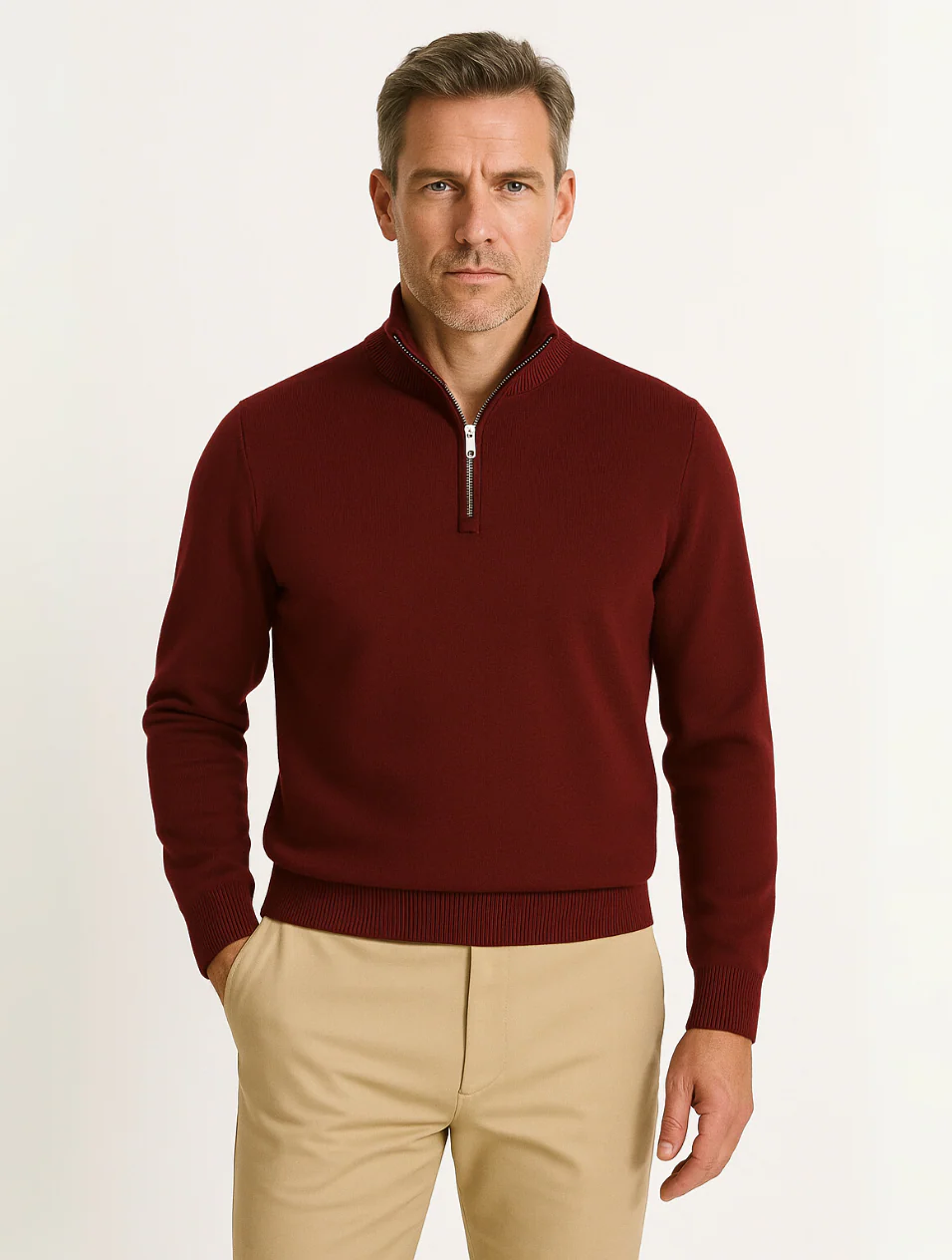 The Old Money Half-Zip Jumper for Men – Navy Blue