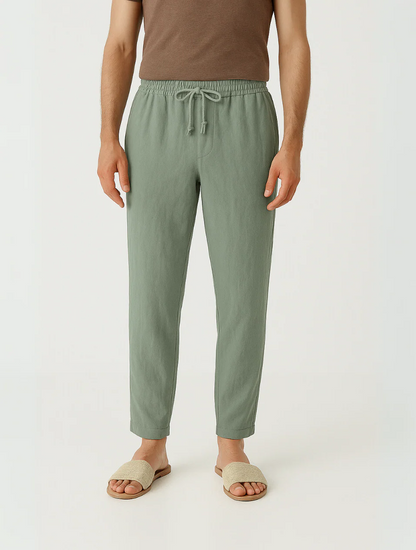 The Old Money Beige Linen Pants for Men