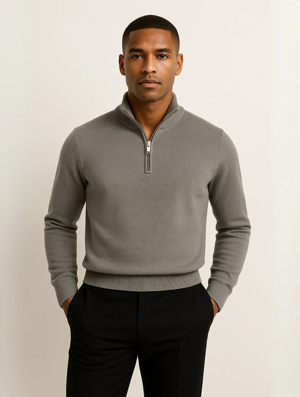 The Old Money Half-Zip Jumper for Men – Navy Blue