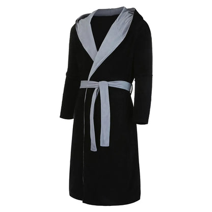 Black Hooded Men's Dressing Gown