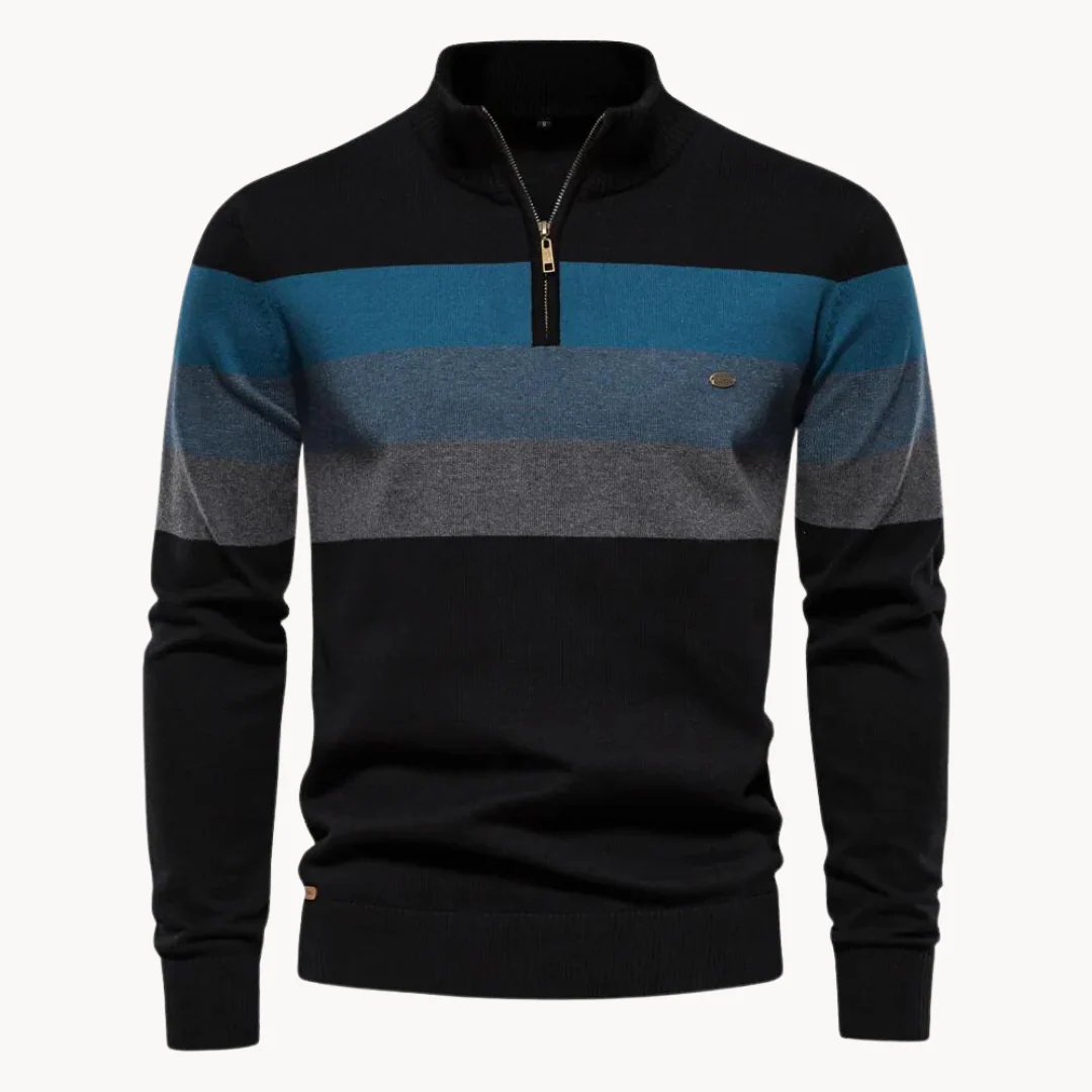 Striped Half-Zip Knitted Sweater Men