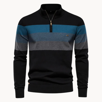 Striped Half-Zip Knitted Sweater Men