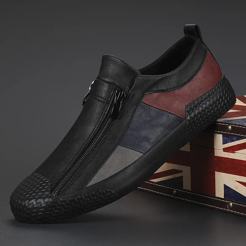 The Rome Men’s Leather Sneakers - Luxury Designer Shoes with Zip
