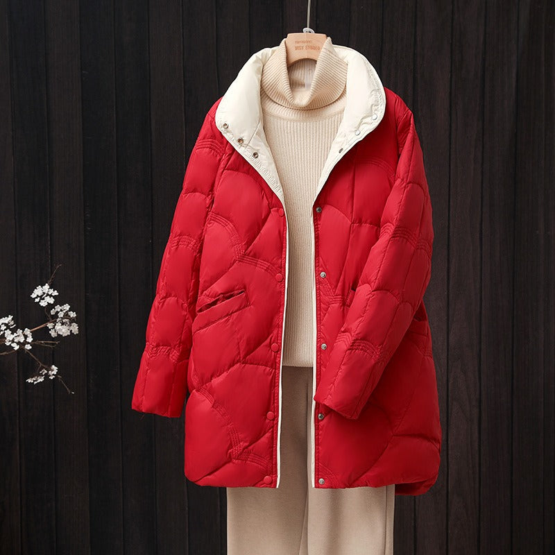 Clara Oversized Puffer Jacket | Longline Stand Collar Jacket