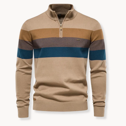 Striped Half-Zip Knitted Sweater Men