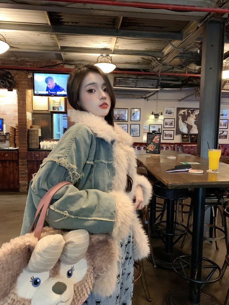 Delilah | Women's Warm Denim Down Puffer Jacket