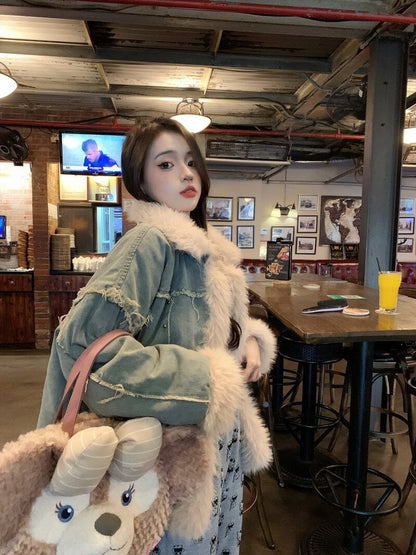 Delilah | Women's Warm Denim Down Puffer Jacket