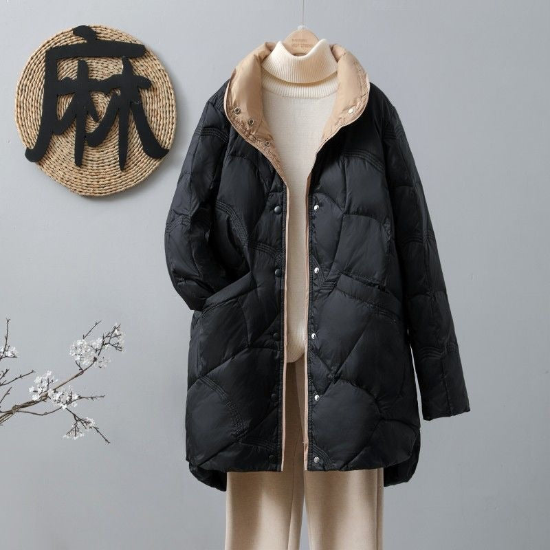 Clara Oversized Puffer Jacket | Longline Stand Collar Jacket