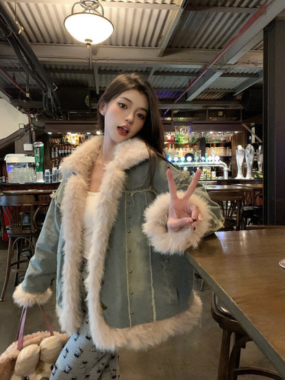 Delilah | Women's Warm Denim Down Puffer Jacket
