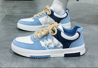 Low Top Trainers with Graphic Print and Chunky Laces