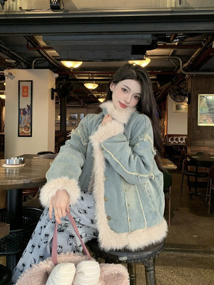 Delilah | Women's Warm Denim Down Puffer Jacket