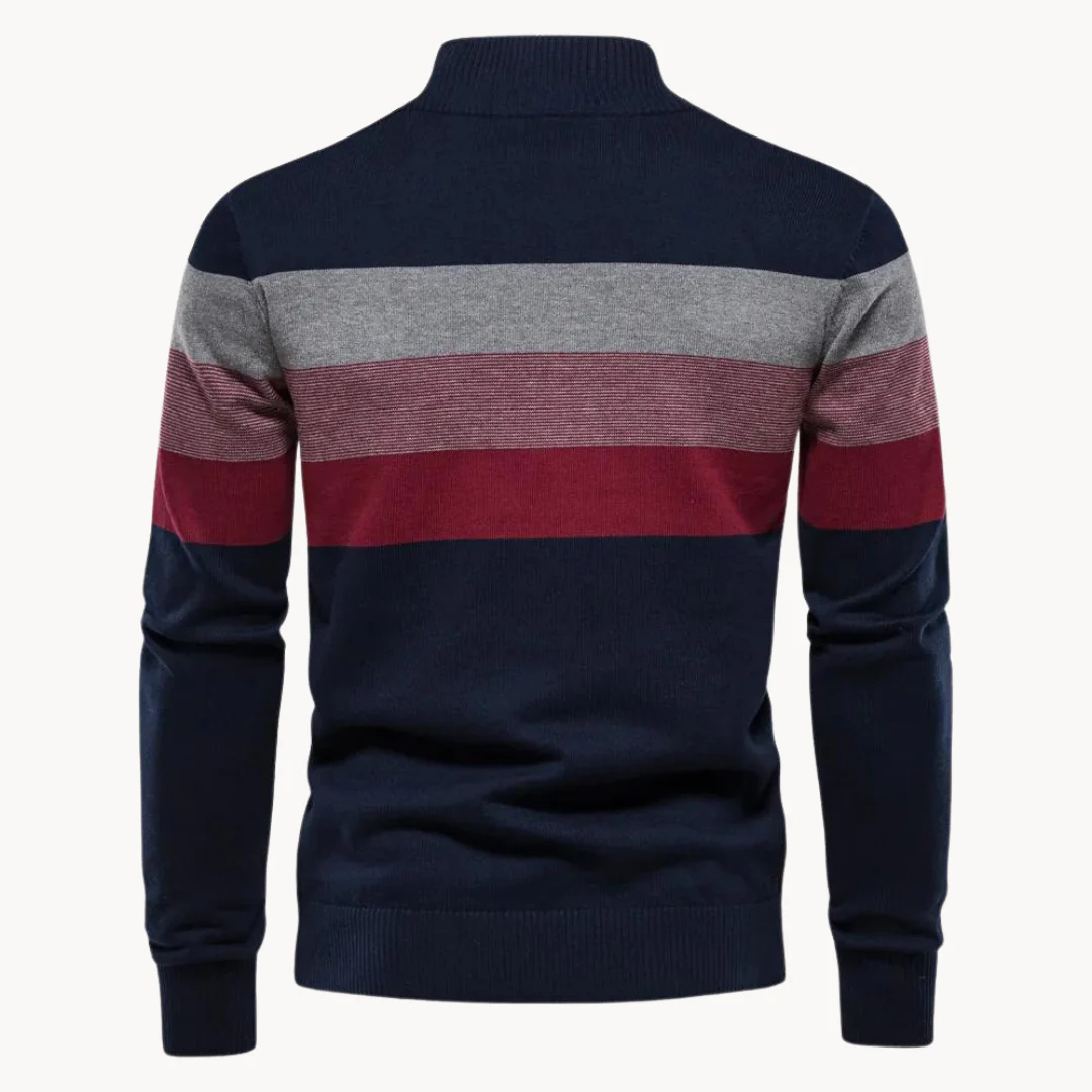 Striped Half-Zip Knitted Sweater Men