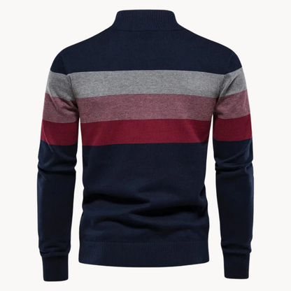Striped Half-Zip Knitted Sweater Men