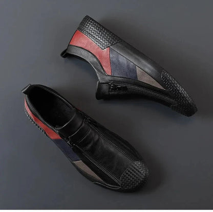The Rome Men’s Leather Sneakers - Luxury Designer Shoes with Zip