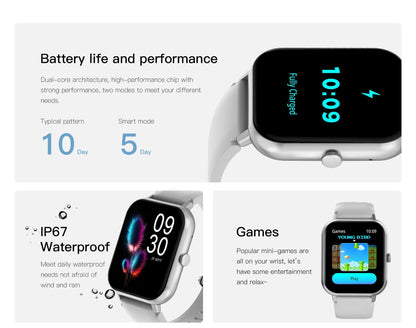 Smartwatch with Heart Rate Monitor and 10 Sports Modes – Slim Design, Compatible with All Smartphones