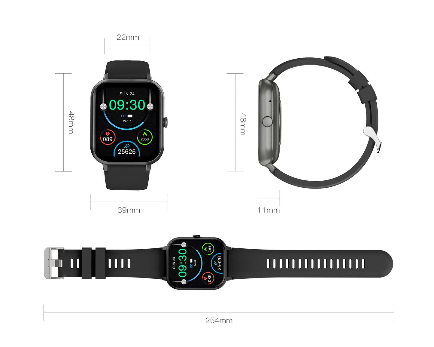 Smartwatch with Heart Rate Monitor and 10 Sports Modes – Slim Design, Compatible with All Smartphones