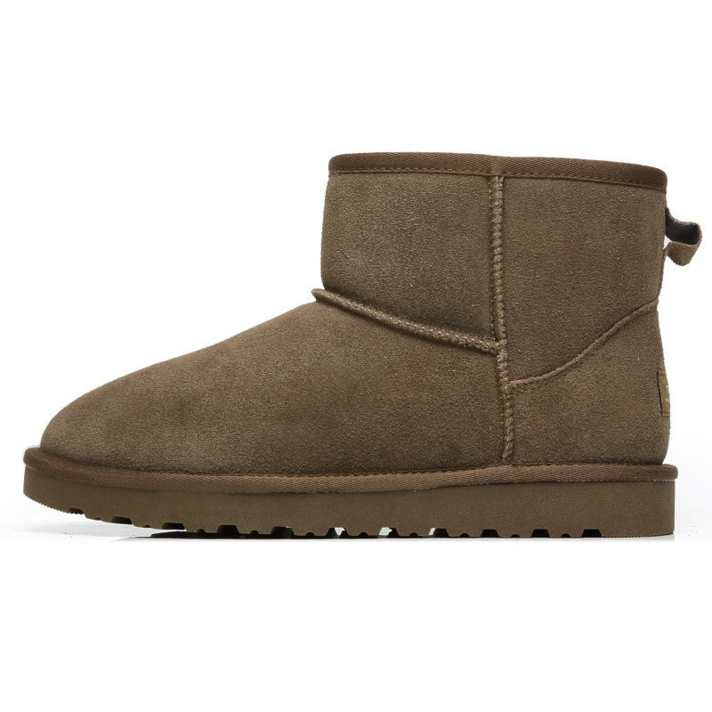 Women’s Ultra Mini Platform Boots – Cozy Brown Ankle Booties with Warm Fur Lining for Winterv