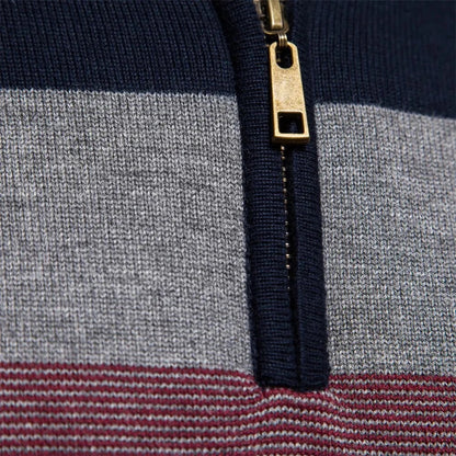 Striped Half-Zip Knitted Sweater Men