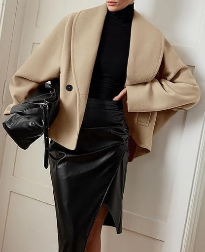 Ariya | Elegant Wool Pockets Loose Coat