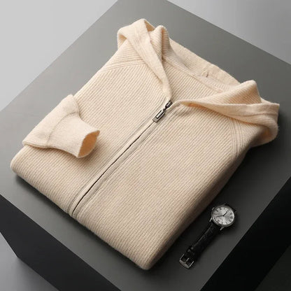 Knitted Zip-Up Hoodie Men