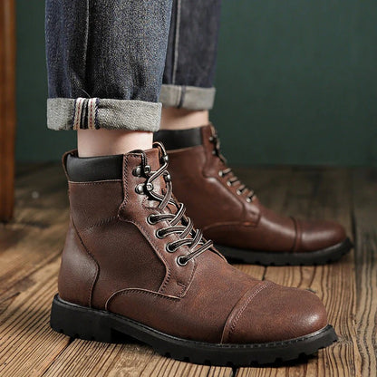 Retro High Top Work Boots Men Durable Sole