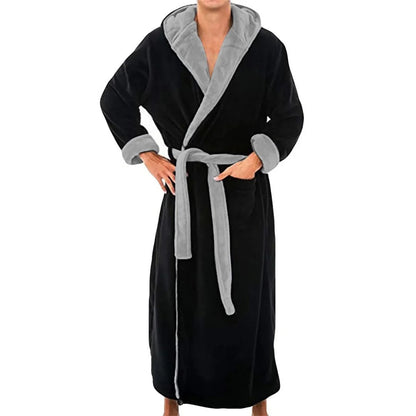 Black Hooded Men's Dressing Gown