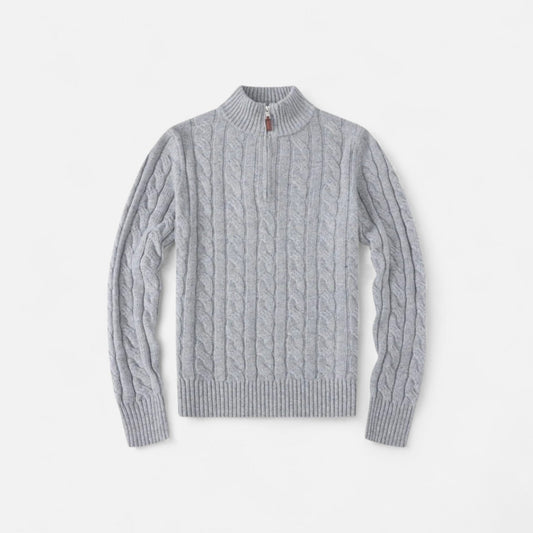 Women's Knit Sweater – Ribbed Half-Zip for Timeless Elegance