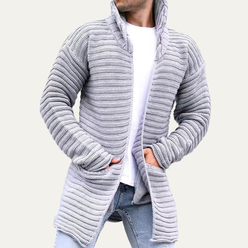 Men’s Long Textured Open Front Cardigan