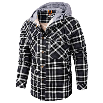 Men’s Hooded Plaid Fleece Lined Shacket