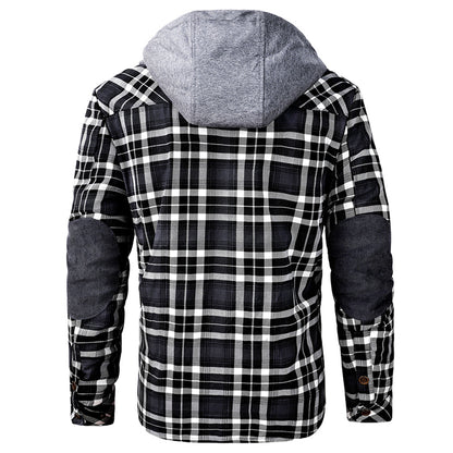 Men’s Hooded Plaid Fleece Lined Shacket