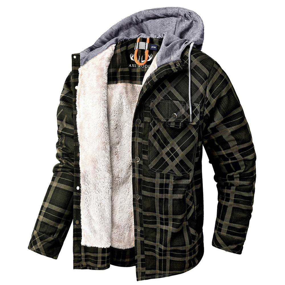 Men’s Hooded Plaid Fleece Lined Shacket