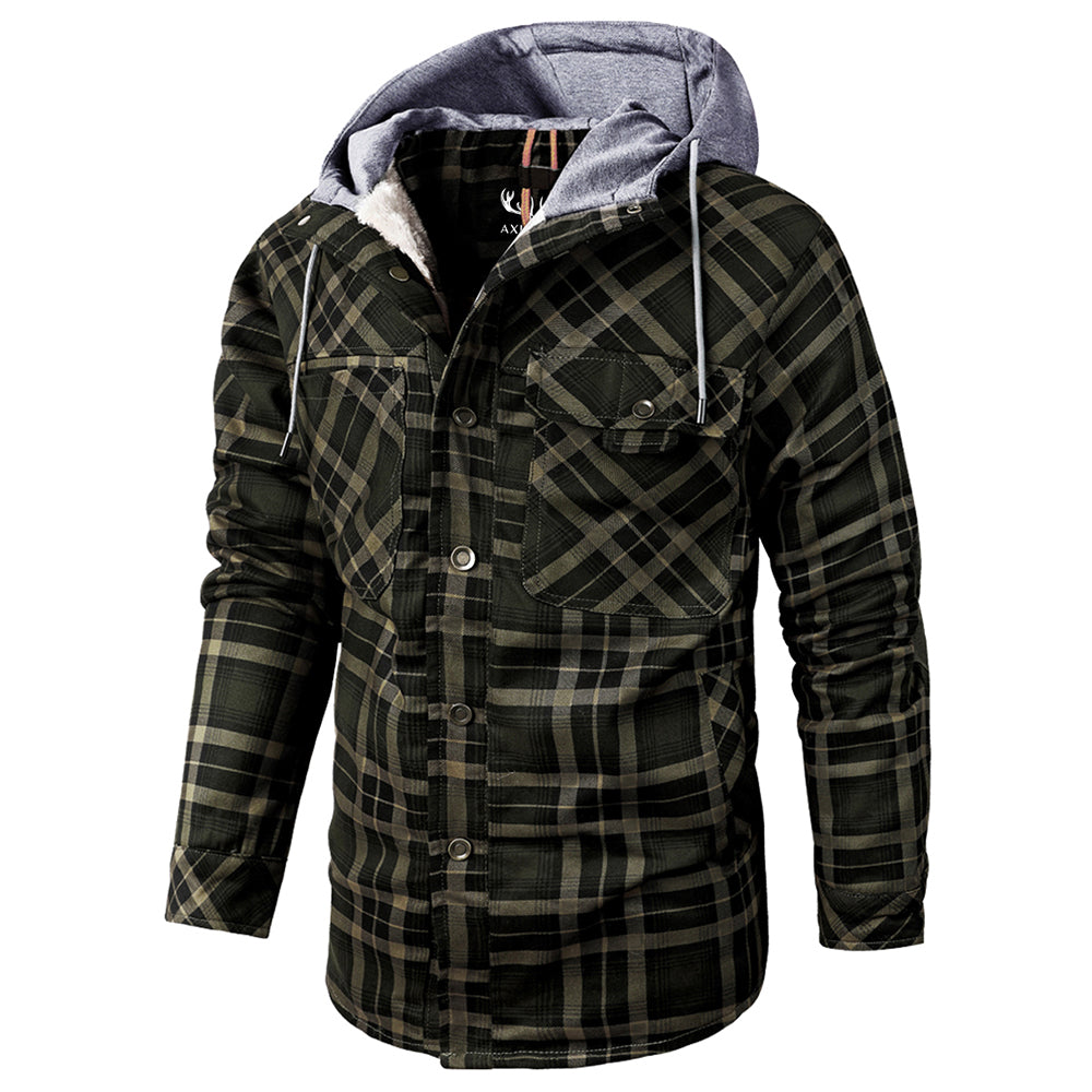 Men’s Hooded Plaid Fleece Lined Shacket