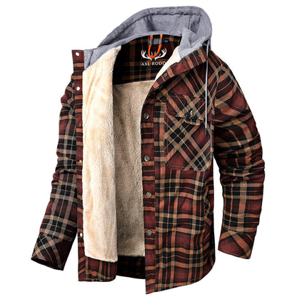 Men’s Hooded Plaid Fleece Lined Shacket