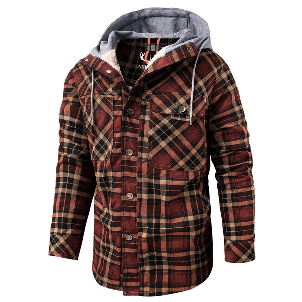 Men’s Hooded Plaid Fleece Lined Shacket