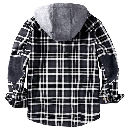 Men’s Hooded Plaid Fleece Lined Shacket