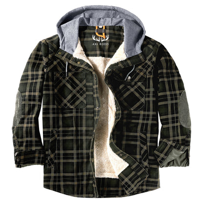 Men’s Hooded Plaid Fleece Lined Shacket