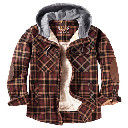 Men’s Hooded Plaid Fleece Lined Shacket