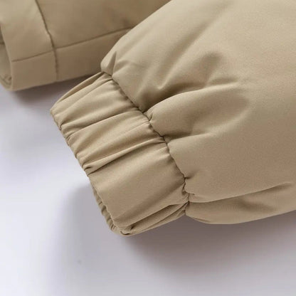Insulated Puffer Jacket with Corduroy Hood
