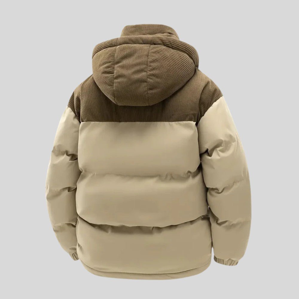 Insulated Puffer Jacket with Corduroy Hood