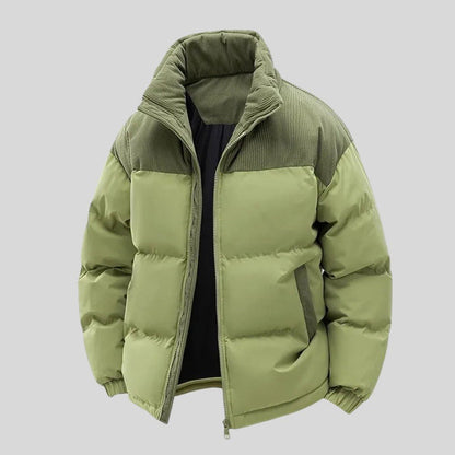 Insulated Puffer Jacket with Corduroy Hood