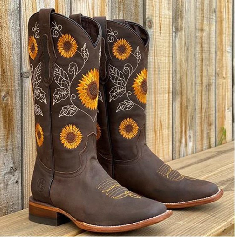 Western Style Embroidered Ankle Boots for Women