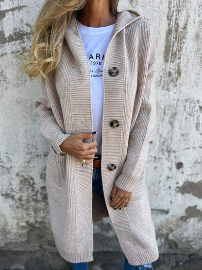 Aurlora – Women Long Knit Cardigan with Buttons