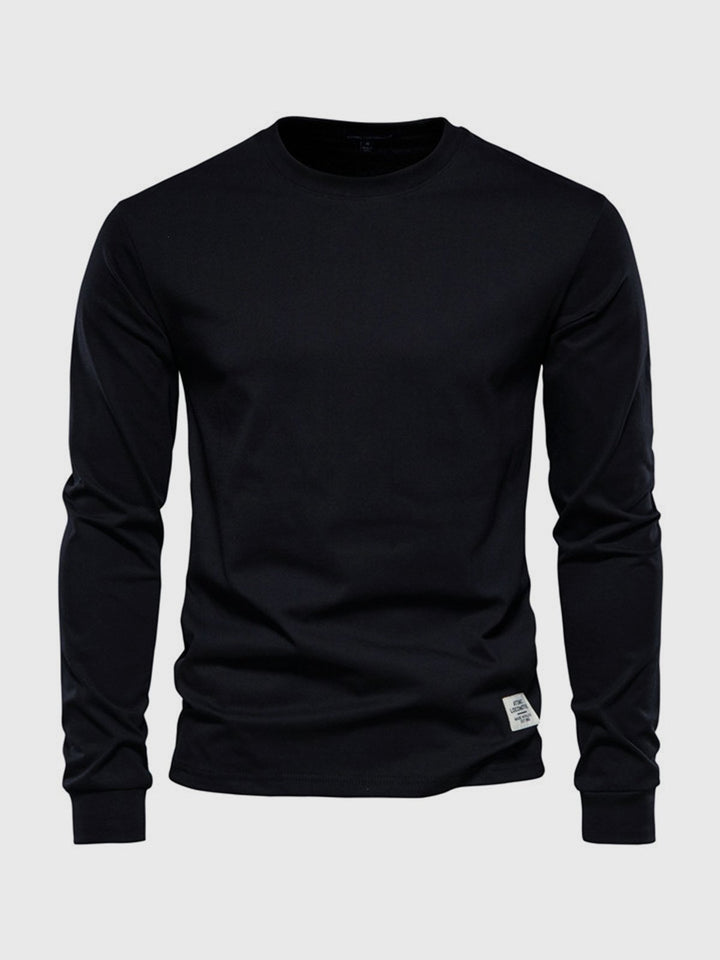 Long-sleeved cotton shirt for men, round neck