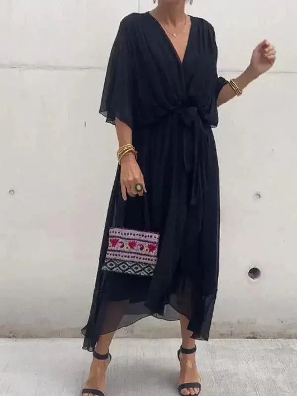 Lyra | Whisper-Soft V-Neck Silk Dress