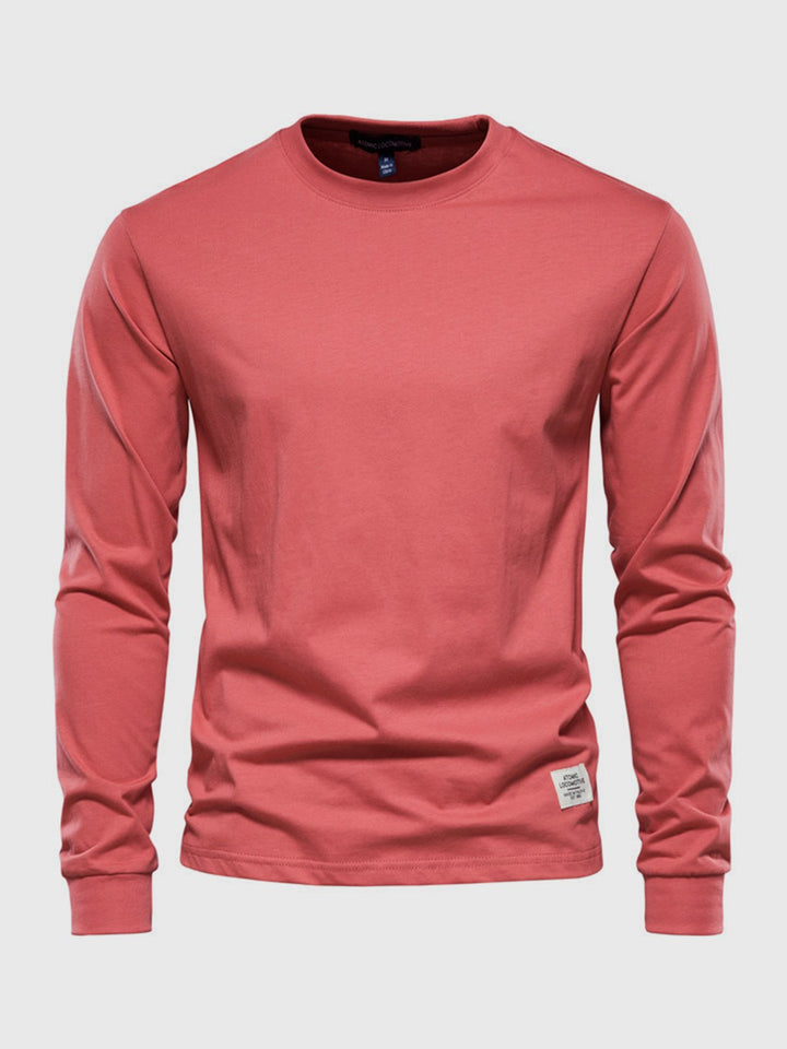 Long-sleeved cotton shirt for men, round neck