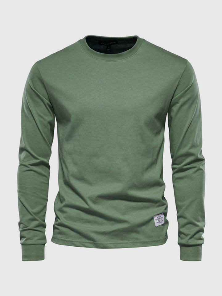 Long-sleeved cotton shirt for men, round neck