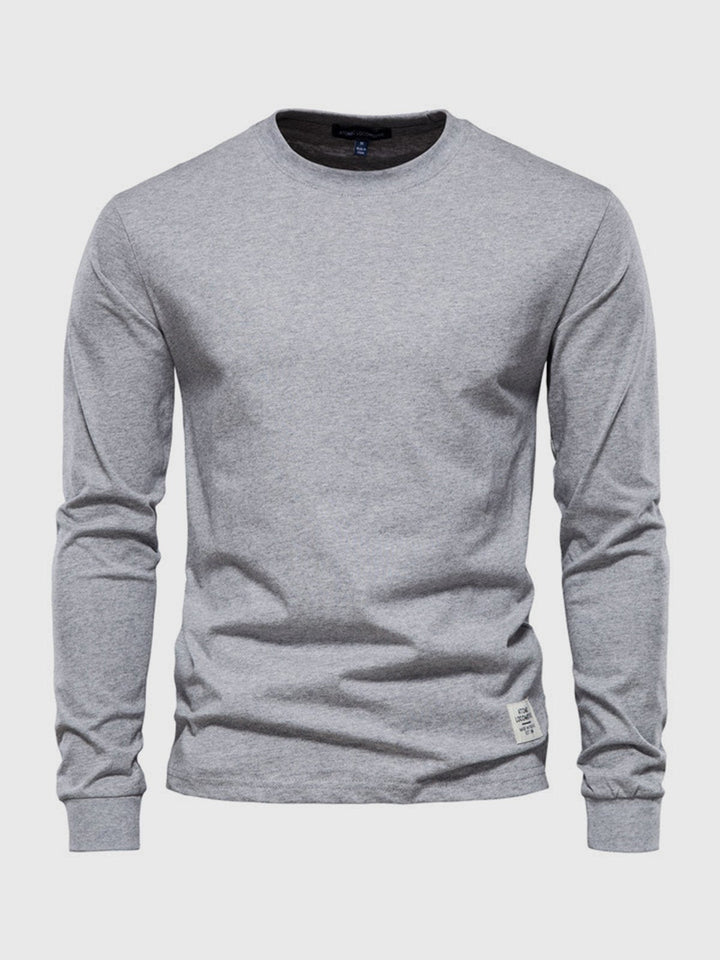 Long-sleeved cotton shirt for men, round neck