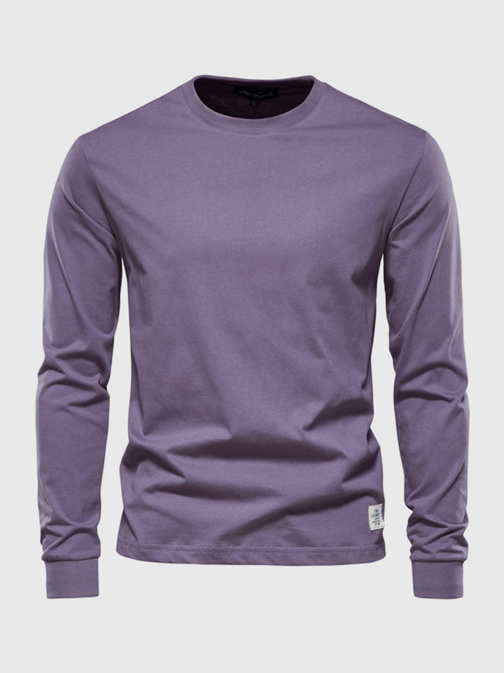 Long-sleeved cotton shirt for men, round neck