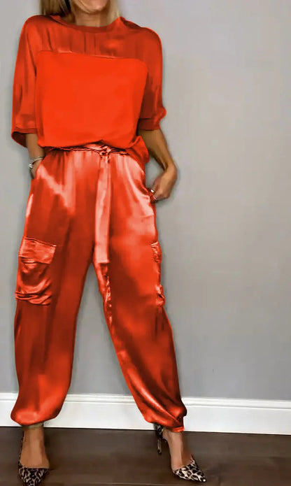 Ninalo Women's Two-Piece Suit with Short Sleeve Top and Pants